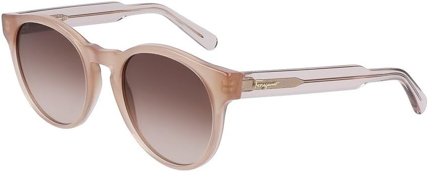 Salvatore Ferragamo Sunglasses Round Full Rim, Crystal Sand Frame and Brown Lens SF1068S278