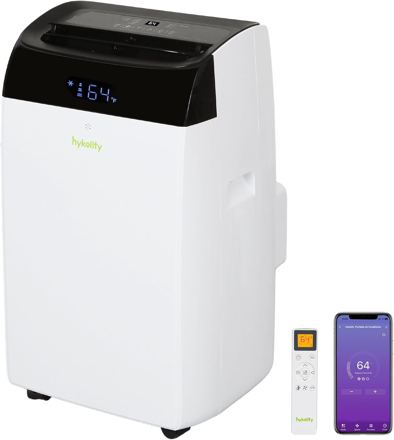 Hykolity WiFi Enabled Portable Air Conditioners 14,000 BTU, Cools Rooms Up To 700 Sq.Ft, 42dB Dual Motor 5 in 1 Quiet Smart AC Unit with Cool, Fan, Dehumidifier, 24H Timer & Sleep Mode