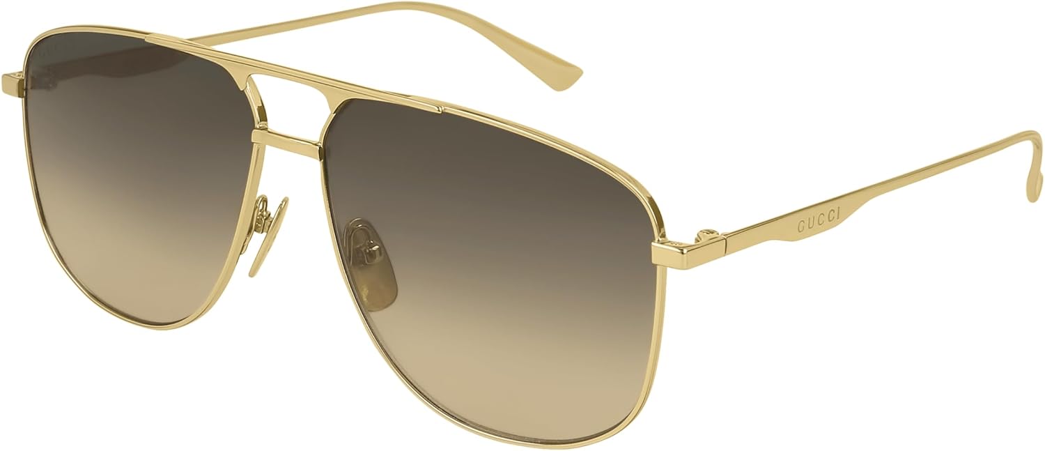 Gucci Mens GG0336S-001 Sunglasses, Gold, 60, gold, 60