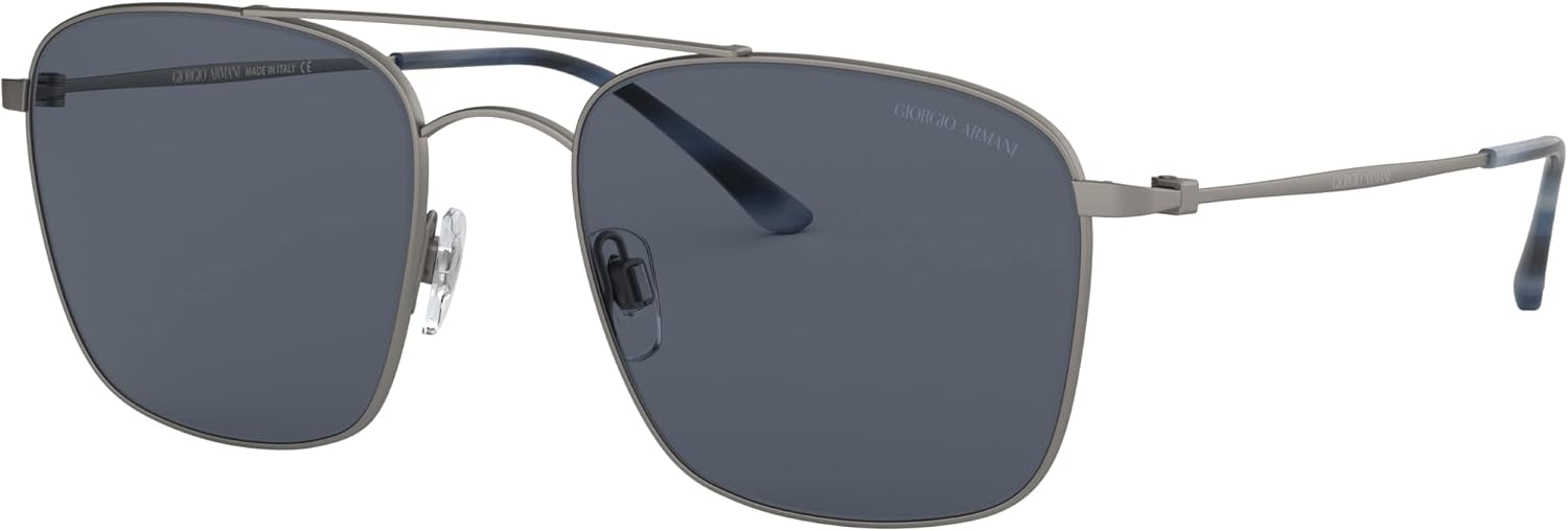 GIORGIO ARMANI Man Sunglasses Matte Black Frame, Green Lenses, 55MM