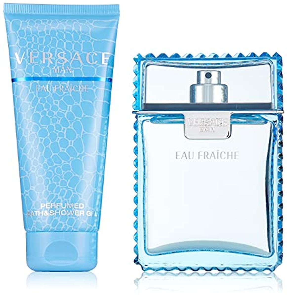 Versace Man Eau Fraiche by Versace for Men 2 Piece Set Includes: 3.4 oz Eau de Toilette Spray + 3.4 oz Perfumed Bath & Shower Gel