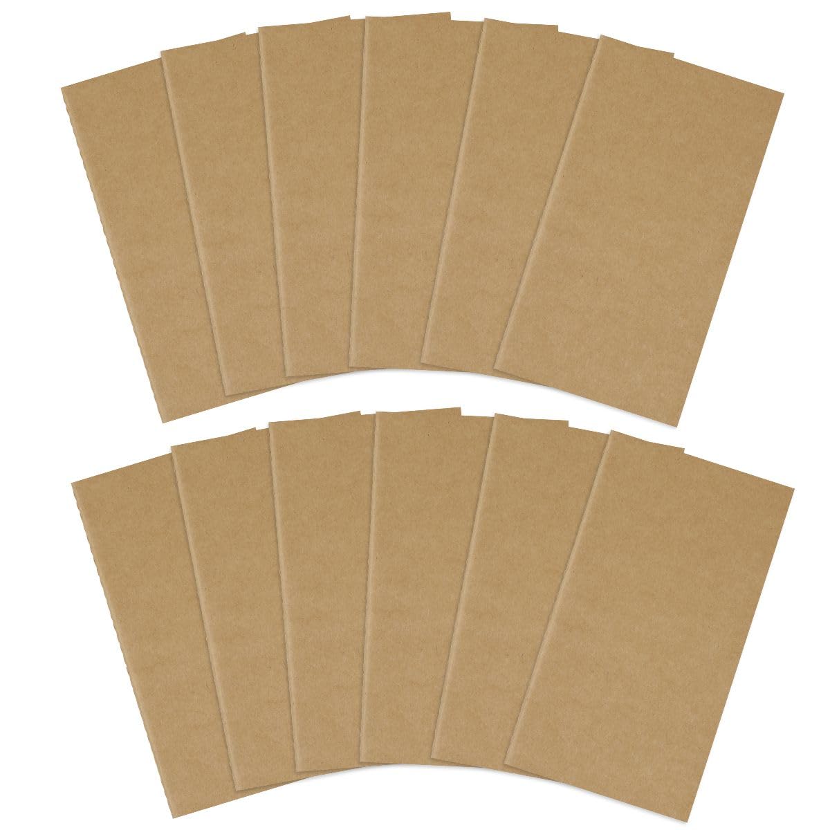 12Pcs Kraft Paper Notebook Blank Travel Journal Notebooks for Writing Drawing Memo Pads and Work Notes Cover Notepad for School and Office