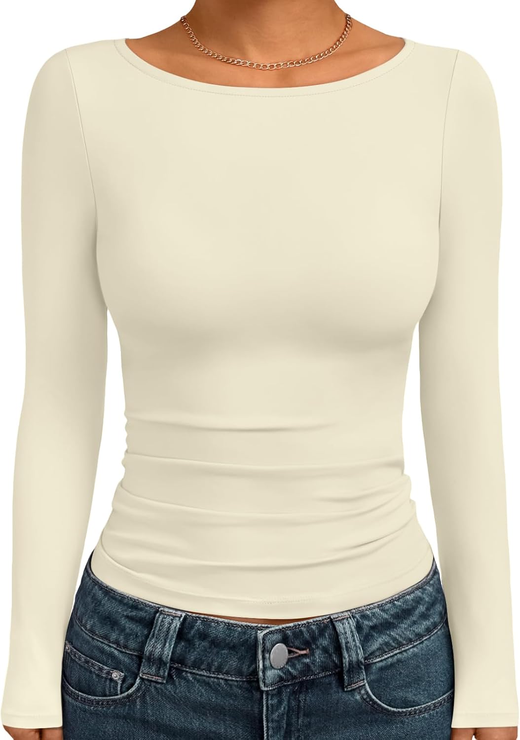 Trendy Queen Women's Boat Neck Tops Long Sleeve Shirts | Soft and Lightweight Fabric,Suitable for Casual,Date Night,Workplace and Lounging at Home,Perfect for Fall