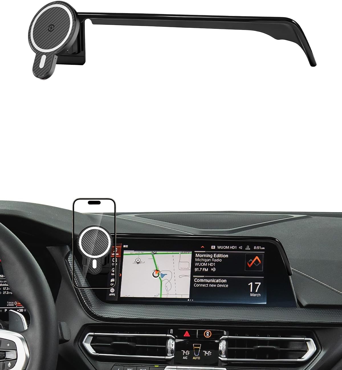 PZK Car Phone Holder for BMW 3 Series 2019-2022/ BMW 4 Series 2021-2023 | BMW 2 Series 2022-2024 Accessories 10.25-Inch Screen Magnetic 15W Fast Wireless Charger Car Phone Mount 360° Rotation