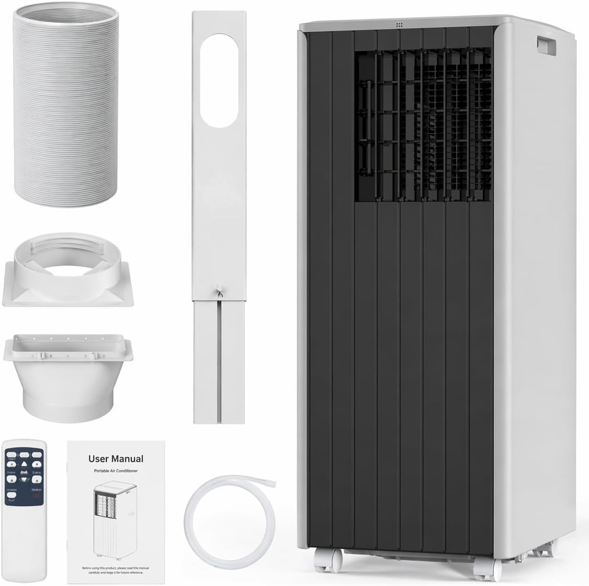 8,000 BTU Portable Air Conditioners, 4-in-1 AC Unit with Cool, Fan, Dehumidifier & Sleep Mode, Up to 350 Sq.Ft, Quiet Operation, 24H & Remote Control for Bedroom, Living Room, Basement & Workshop