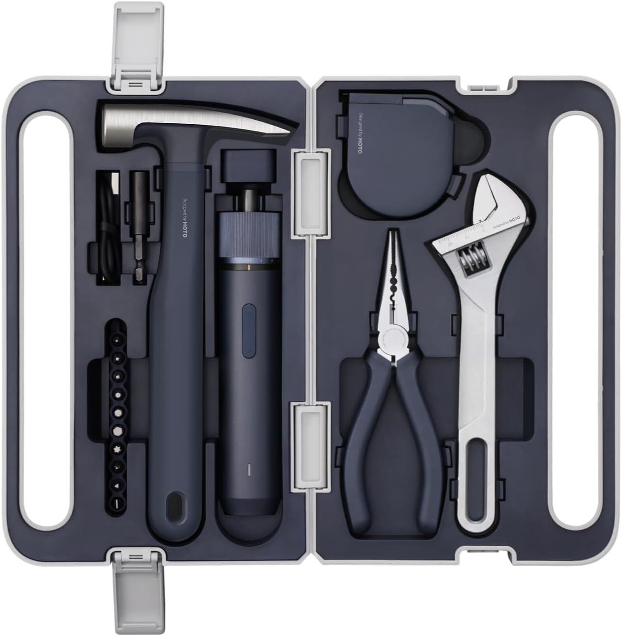HOTO 18-Piece Home Tool Kit with Electric Screwdriver & LED, 3 Torque Modes | Includes 10 Bits, Compact and Portable with Hidden Buckle, Ideal for DIY Projects and Home Repairs