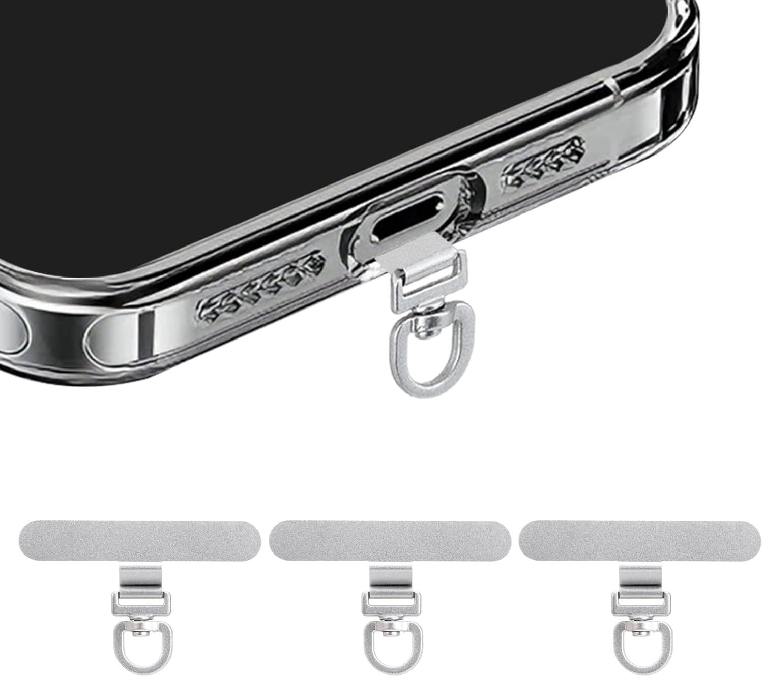 Yojaro 360° Rotating Stainless Steel Phone Tether Tab (3-Pack) - Universal for iPhone & Other Phones (Fits Wristbands/Necklaces/Crossbody Straps)