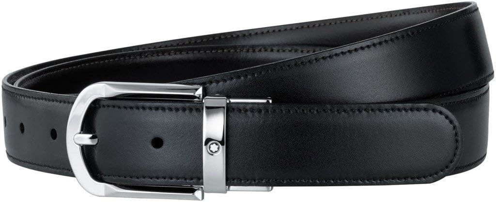Montblanc 111080 Reversible Black/Brown Belt with Horseshoe Pin Buckle