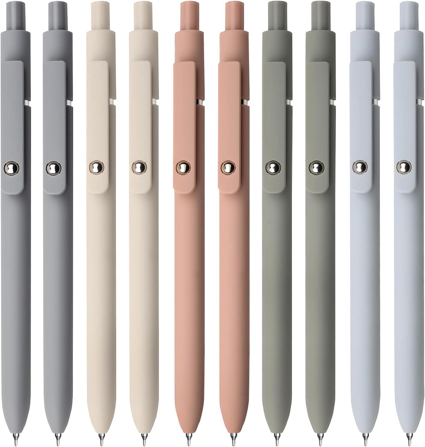 UIXJODO Gel Pens, 10Pcs 0.5mm Black Ink Pens Fine Point Smooth Writing Pens, High-End Series Retractable Pens for Journaling Note Taking, Cute Office School Supplies Gifts for Women (10 Pcs Morandi)