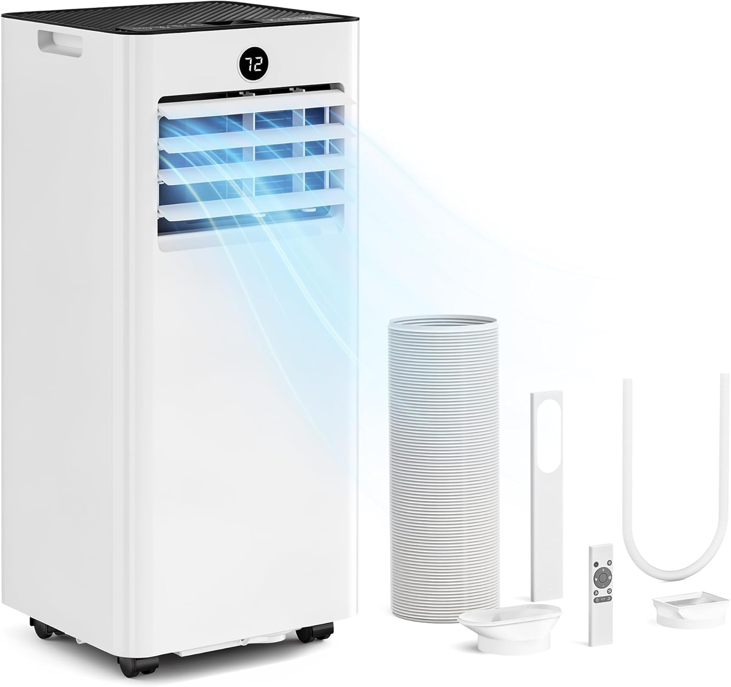 8,000 BTUs Quiet Portable Air Conditioner, Cools Rooms up to 350 Sq. Ft, 4-in-1: AC/Dehumidifier/Fan/Sleep Mode, 24-Hour Timer, 26-Ft Remote Control, Window Kit Included 1piece