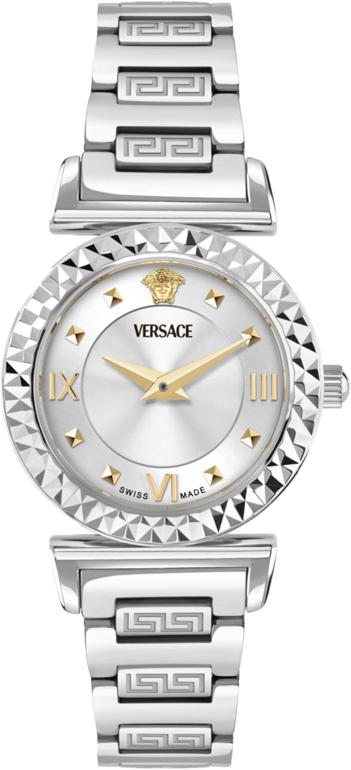 Versace Mini Vanity Collection Luxury Womens Watch Timepieces with a Silver Bracelet and Dial Featuring a Stainless Steel Case
