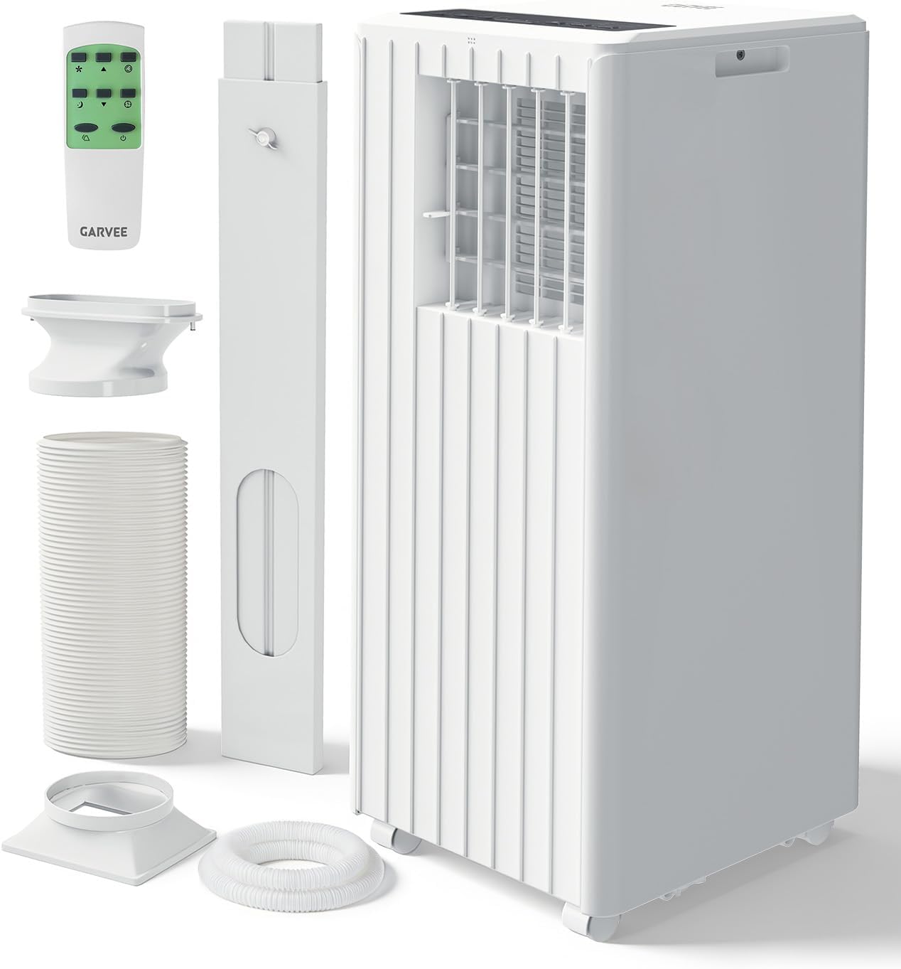Garvee 8000 BTU Portable Air Conditioner, 3-in-1 Portable AC Cooling, Dehumidifying & Fan for Bedroom, Apartment, Dorm & Rooms Up to 350 Sq. Ft, Sleep Mode, 24-Hr Timer, Remote, Window Kit, White