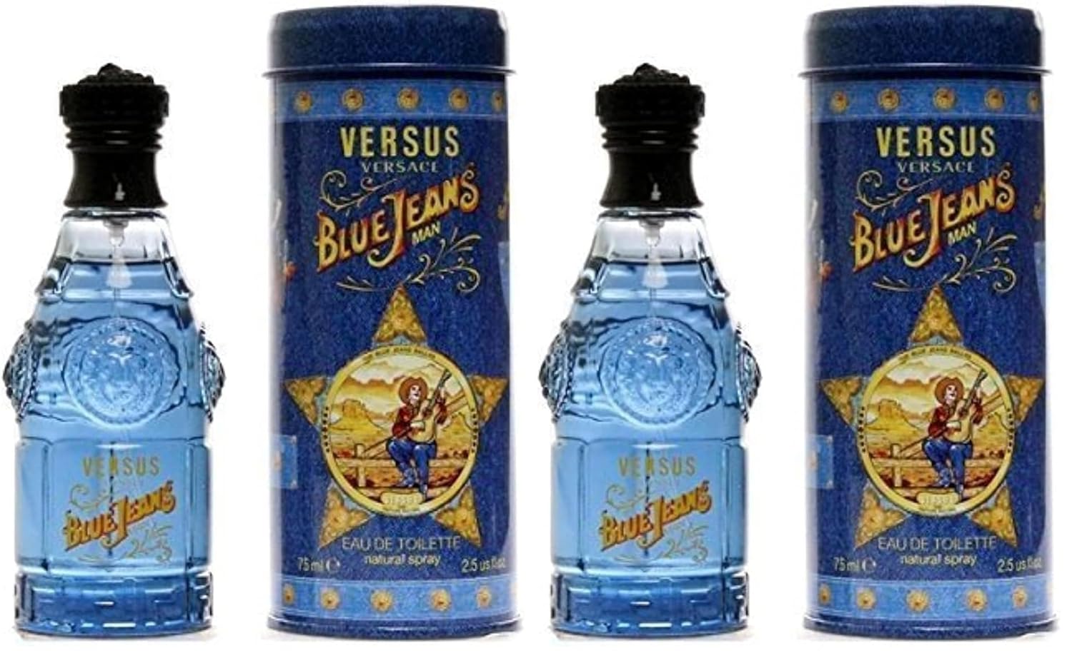 Versace Versus Blue Jeans Eau De Toilette For Men, 2.5 Ounces | Pack of 2