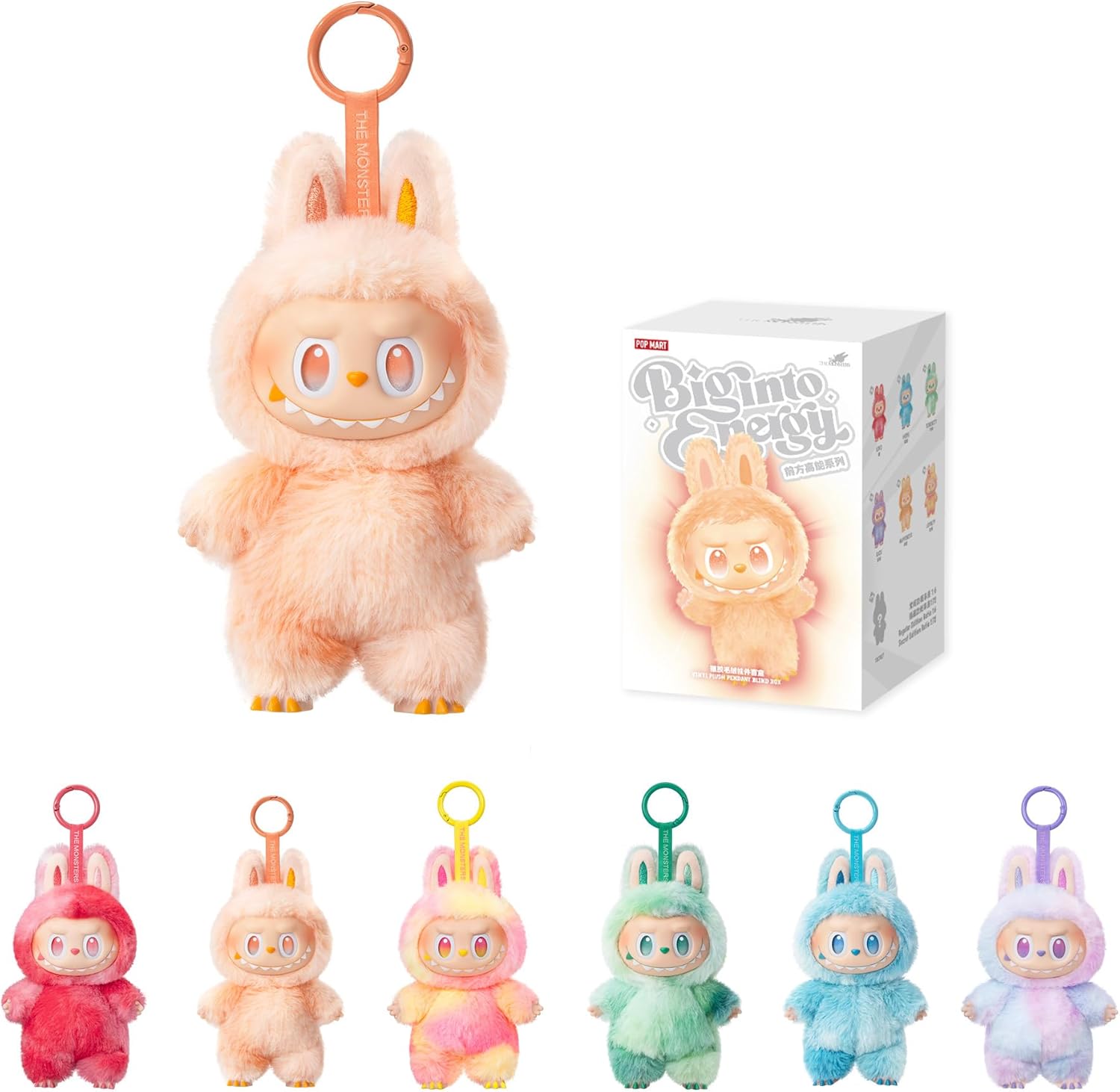 POP MART THE Monsters LABUBU Big into Energy Vinyl Plush Pendant Blind Box | LABUBU Doll, Blind Box Figures, Plush Keychain, Bag Charms, Random Design Collectible Tie Dye Toys, Single Box
