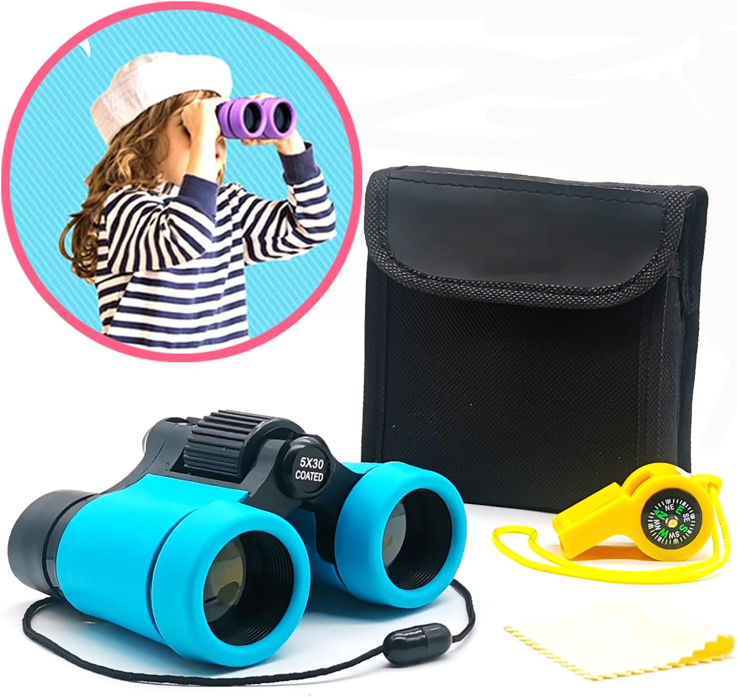 Binoculars for Kids Best Gifts for 3-12 Years Boys Girls High-Resolution Optics Shockproof Mini Kids Binoculars Toys Folding Small Telescope for Bird Watching Camping Outdoor Play