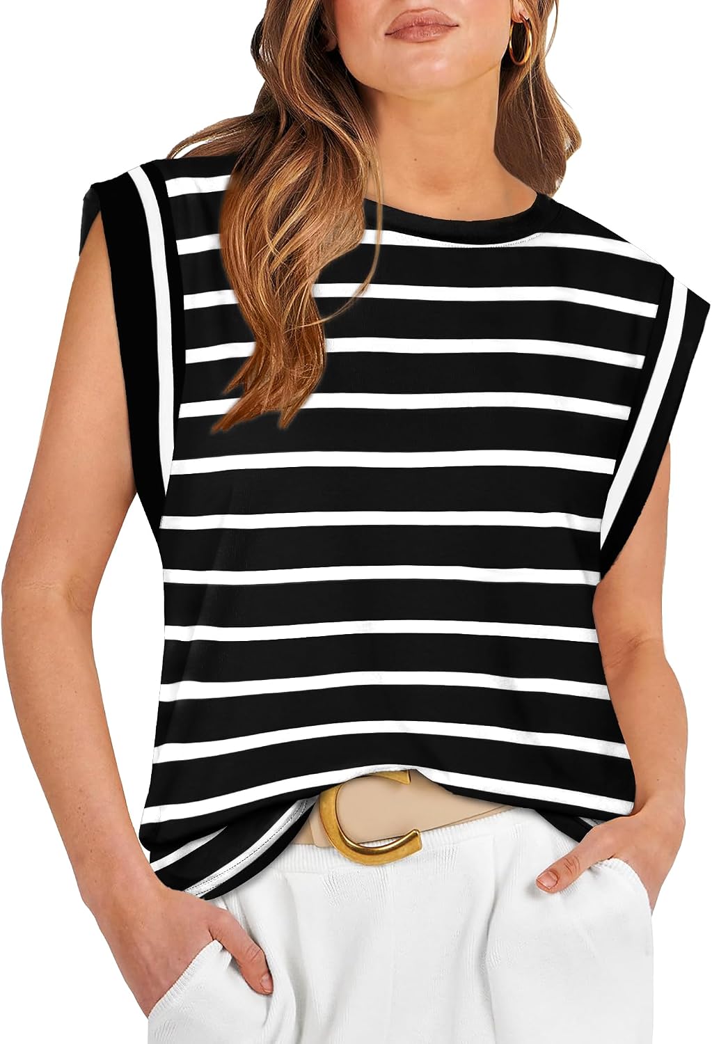 WIHOLL Cap Sleeve Tops for Women Summer Top Basic Tee Shirts Business Casual Tank Loose Fit 2026 Fashion
