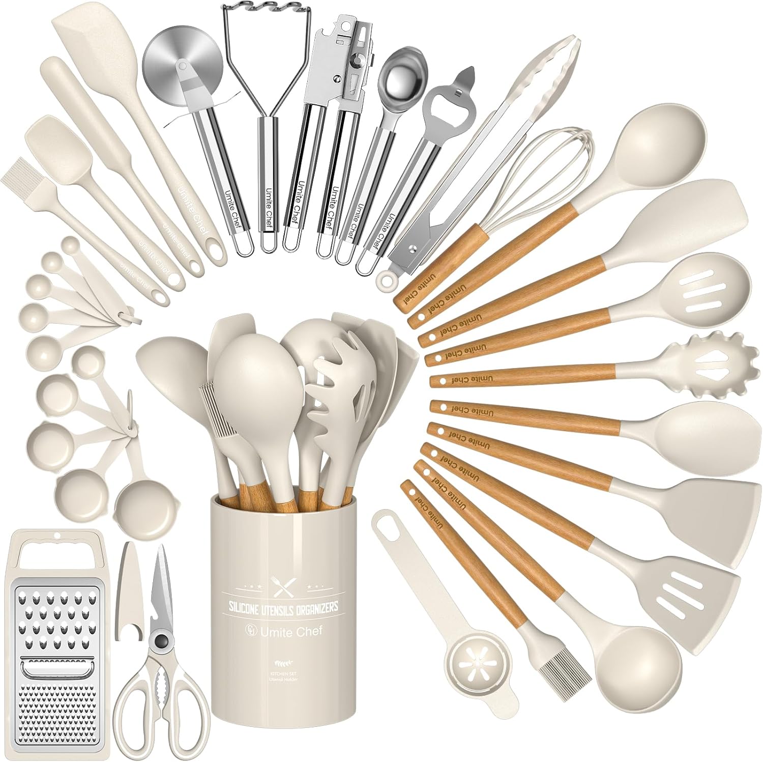 Umite Chef Food Grade Thickened Silicone (Stainless Steel Core) Kitchen Gadgets Tools Set - Kitchen Cooking Utensils Set, Heat Resistant Kitchen Spatula Tools Set