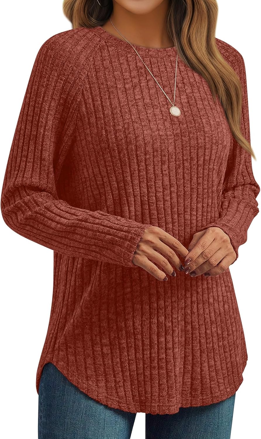 AUTOMET Womens Long Sleeve Tops Fall Fashion Casual Tunic | Fall Chic Style, Cloud-Soft Texture, Seamless Outfit Pairing, Your Go-to Layer