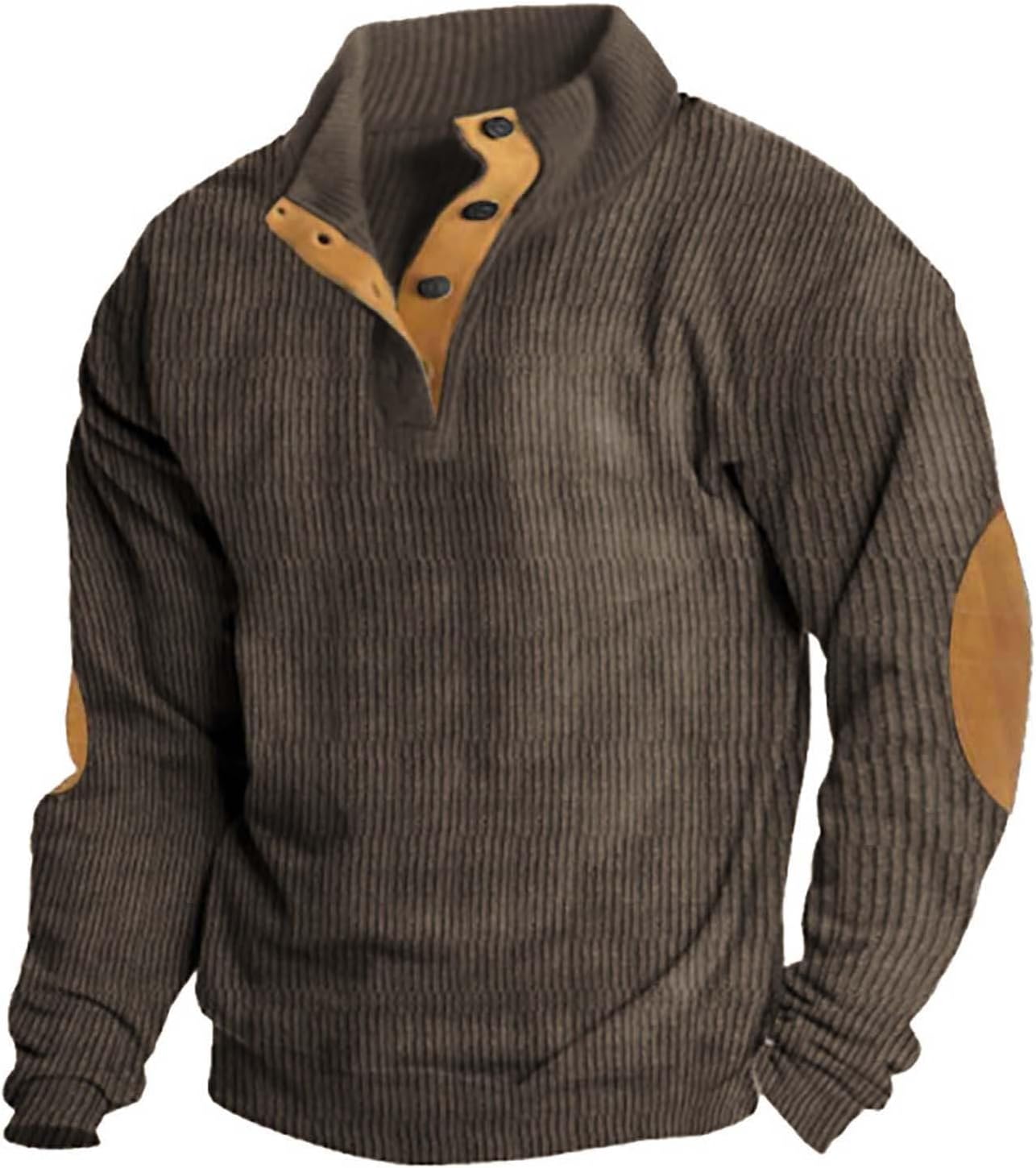 Nantdog Winter Corduroy Shirts Men 2024 Casual Henry Stand Collar Quarter Button Up Vintage Long Sleeve Mock N