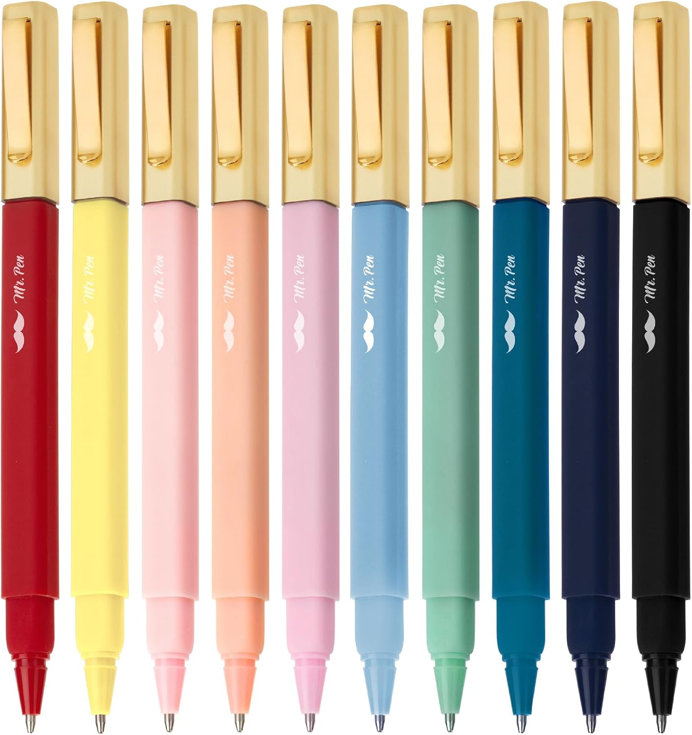 Mr. Pen- Aesthetic Pens, 10 Pack, Colorful Ink, 0.7mm | Fast Dry No Smear Ink, No Bleed Through, Bible Safe, Medium Tip Smooth Writing Pens for Journaling, Planning