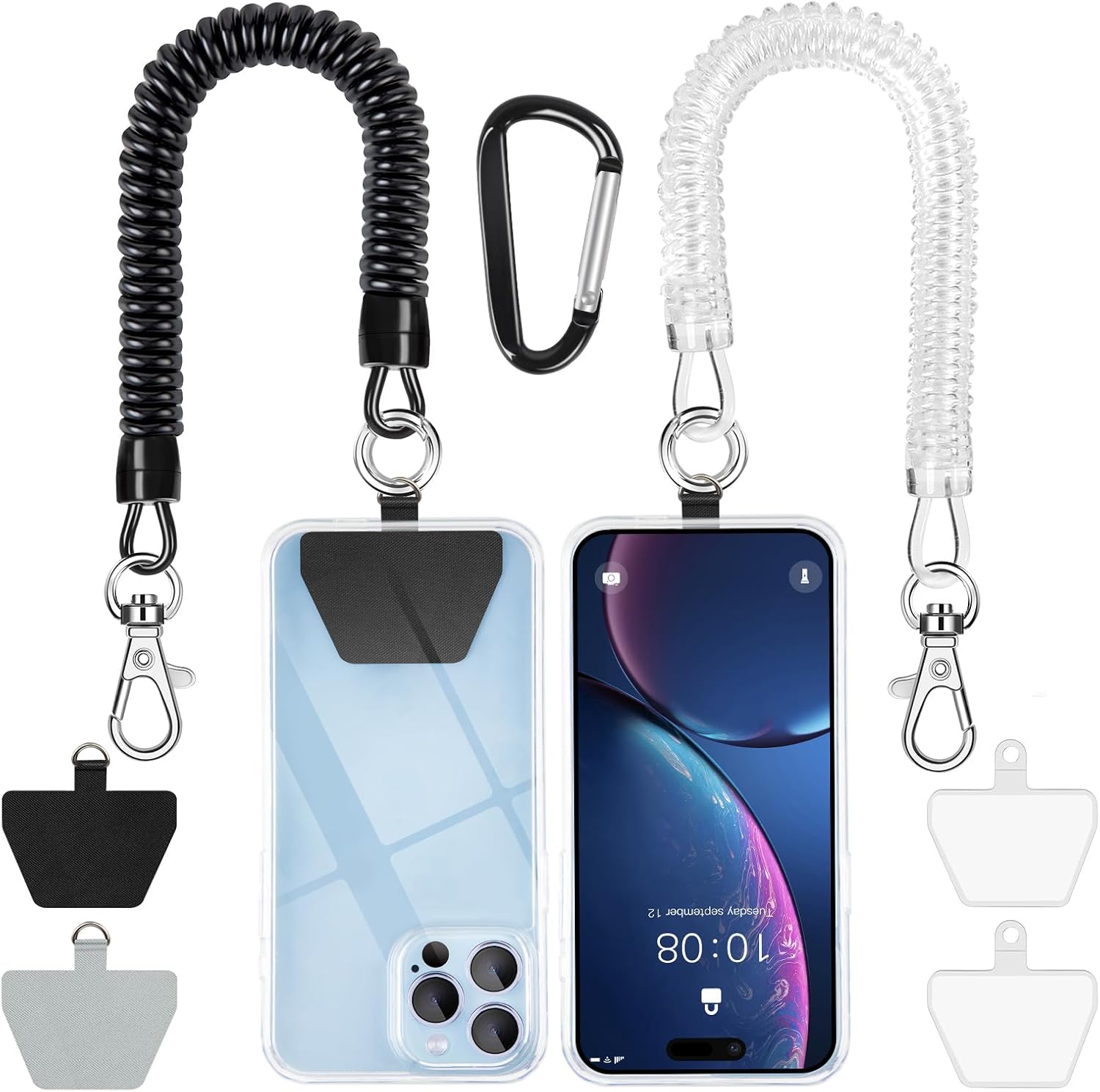 SHANSHUI Phone Lanyard Tether, Stretchy Phone Strap Patch Anchor Outdoor Climbing Hook Compatible for Most Smartphones