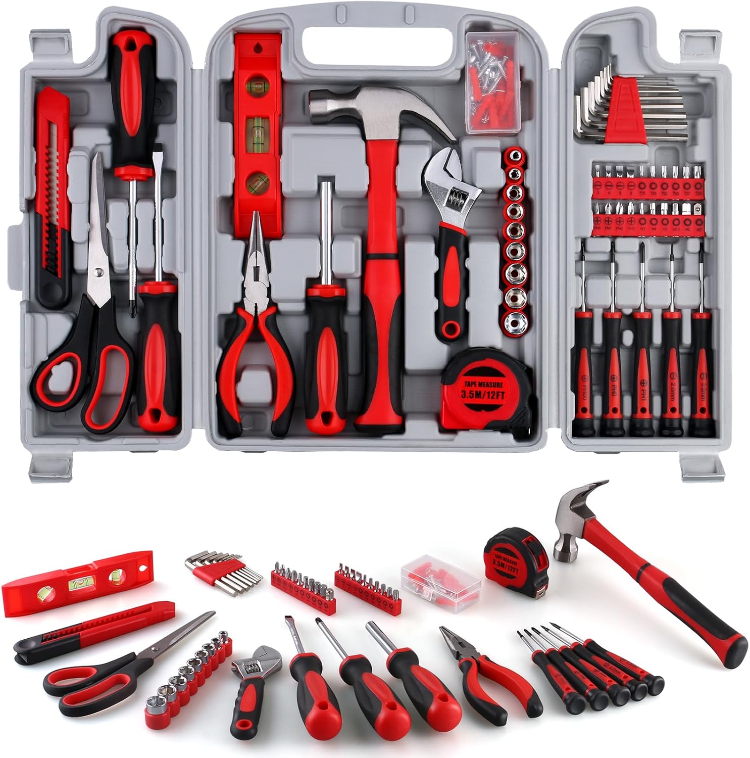 WINNER 156-Piece Delicate All-Purpose Home Tool Kit in Foldable Toolbox, Unisex | Complete and Essential Hand Tools Set for General House Repairs, Dorm, Apartments, Perfect Father's Day Gift