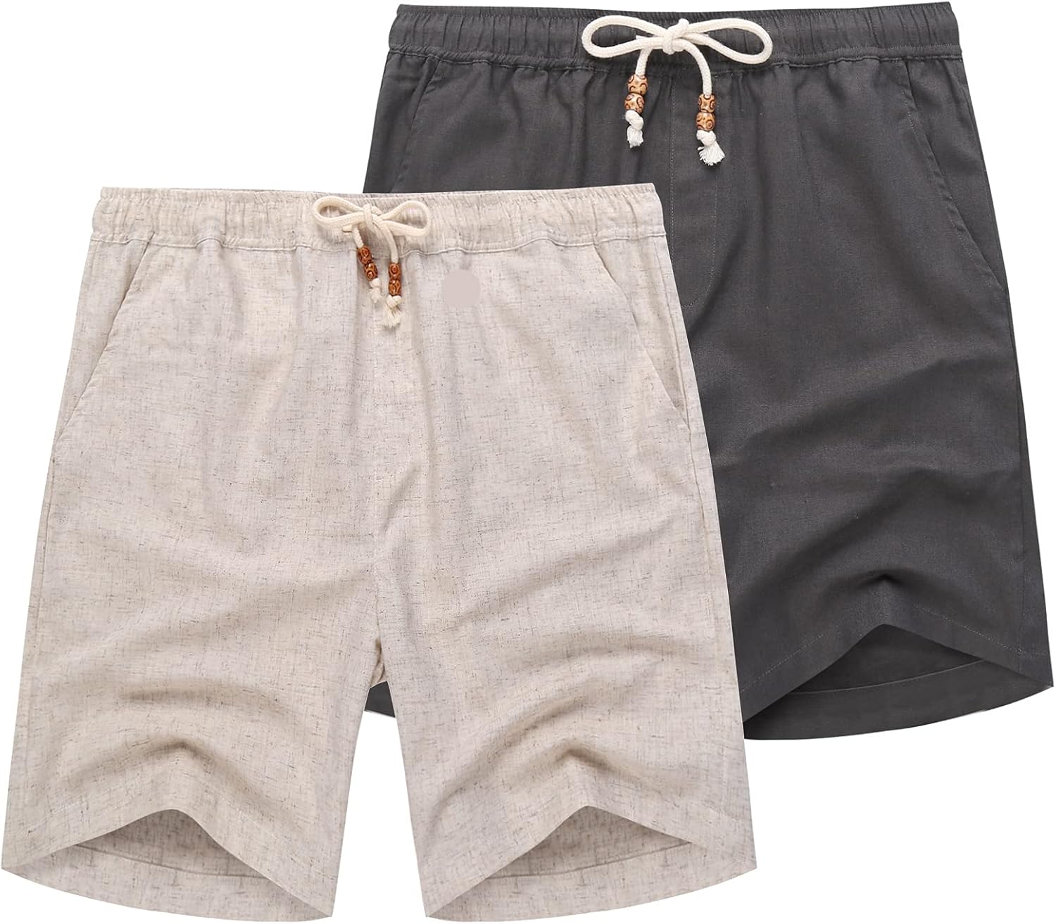 COOFANDY Men's Linen Shorts Casual 9"/ 7" Elastic Waist Drawstring Summer Beach Shorts
