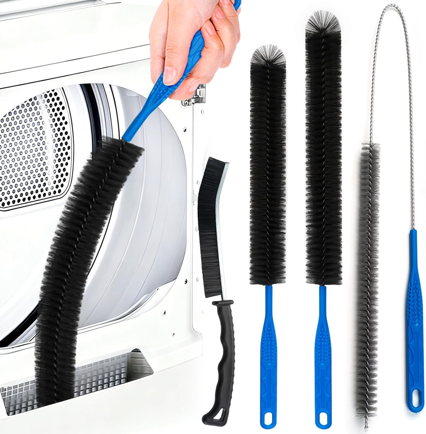 Dryer Vent Cleaner Kit, Dryer Cleaning Brush Vent Cleaner, Refrigerator Coil Cleaning Brush Clothes Trap Duct Remover, Appliance Brush, Home Dryer and Washer Lint Trap Cleaning Tool Set