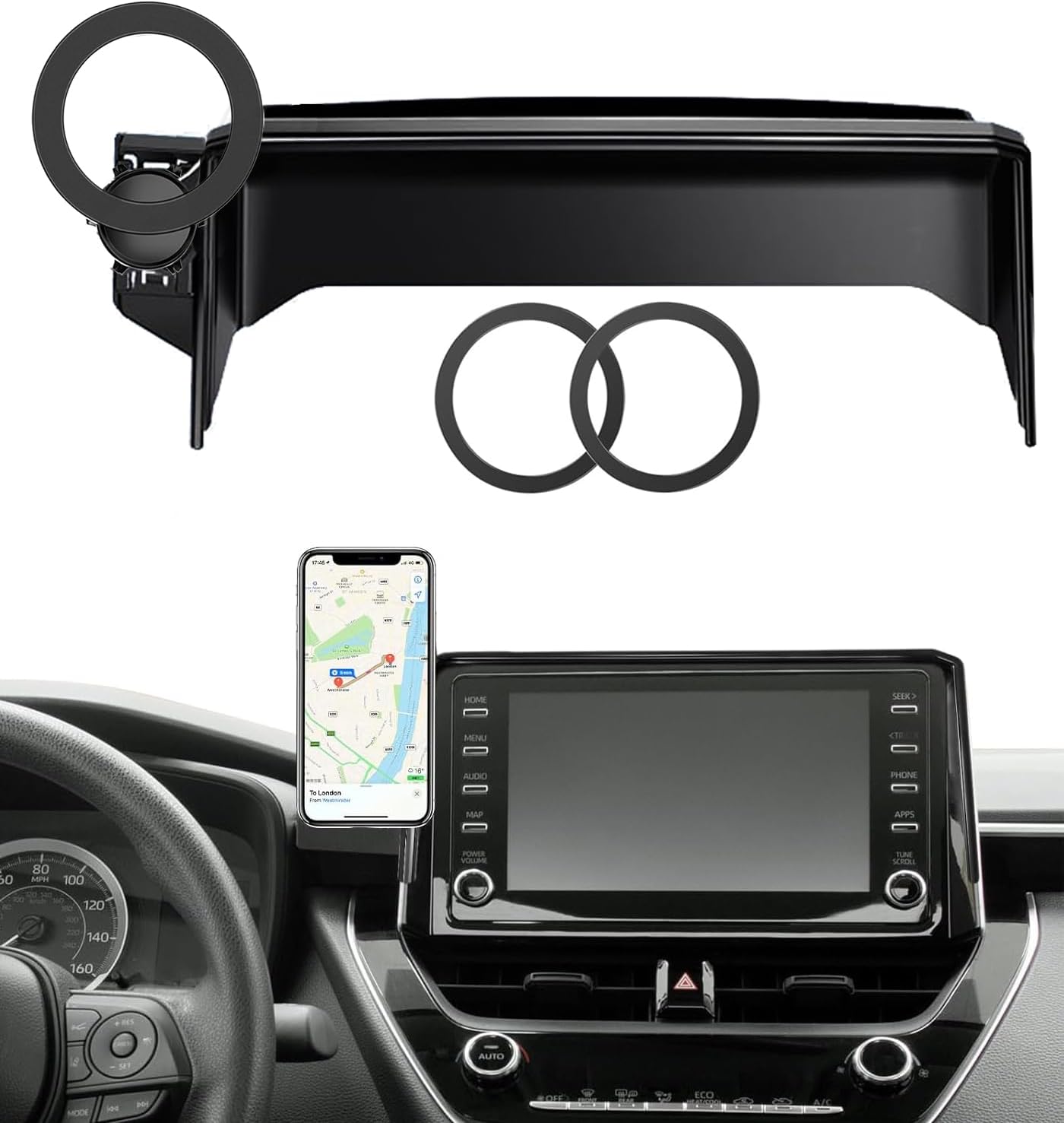 Car Phone Mount for 2019-2025 Toyota Corolla / 2019-2025 Toyota Corolla Hatchback / 2023-2025 Corolla Cross, Fits 8-Inch Touchscreen, for MagSafe Magnetic Car Phone Holder, Toyota Corolla Accessories