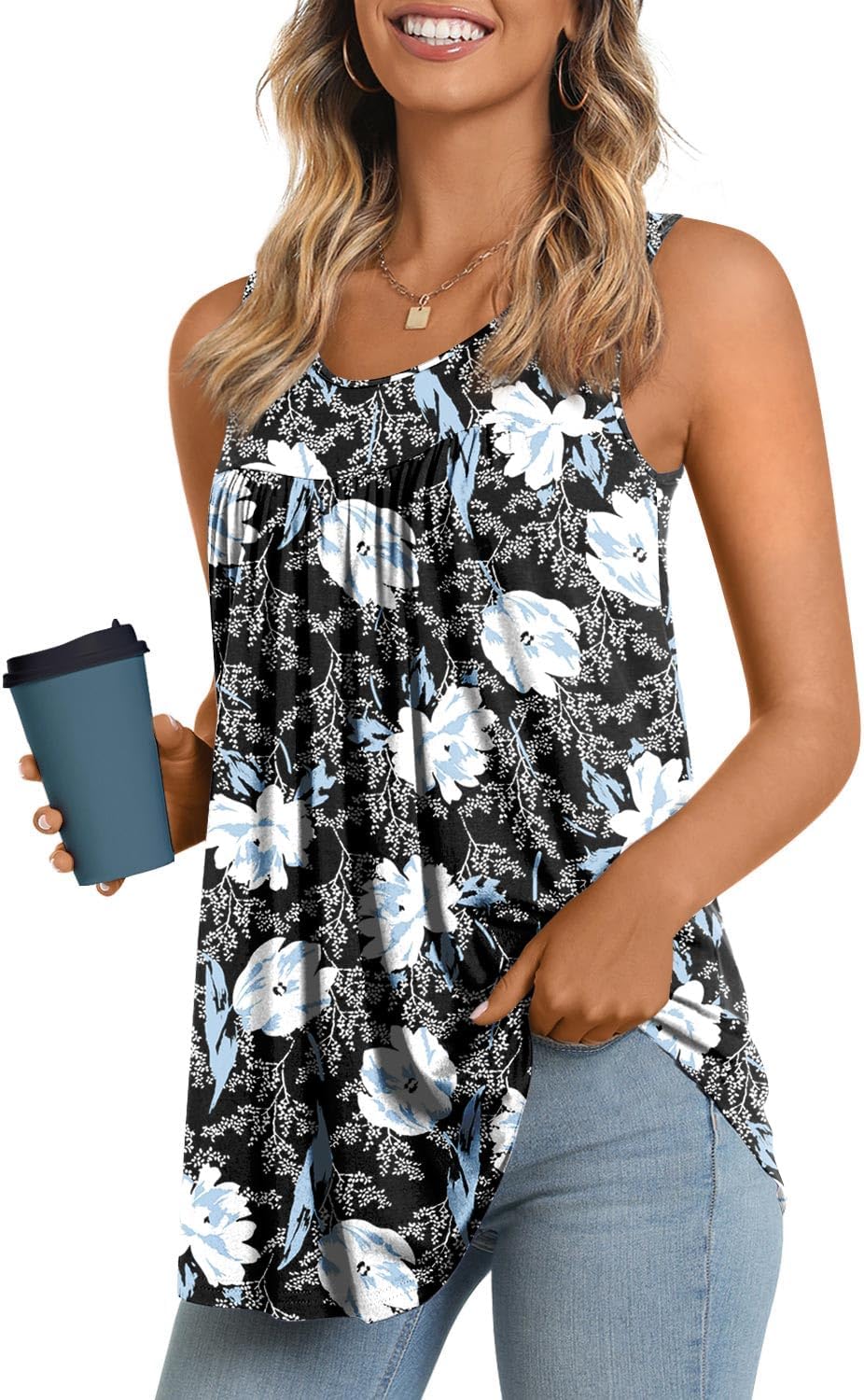 LONGYUAN Women's Tank Tops 2026 Summer Tunics Casual Sleeveless Shirts Ladies Loose Fit Blouses S-4XL
