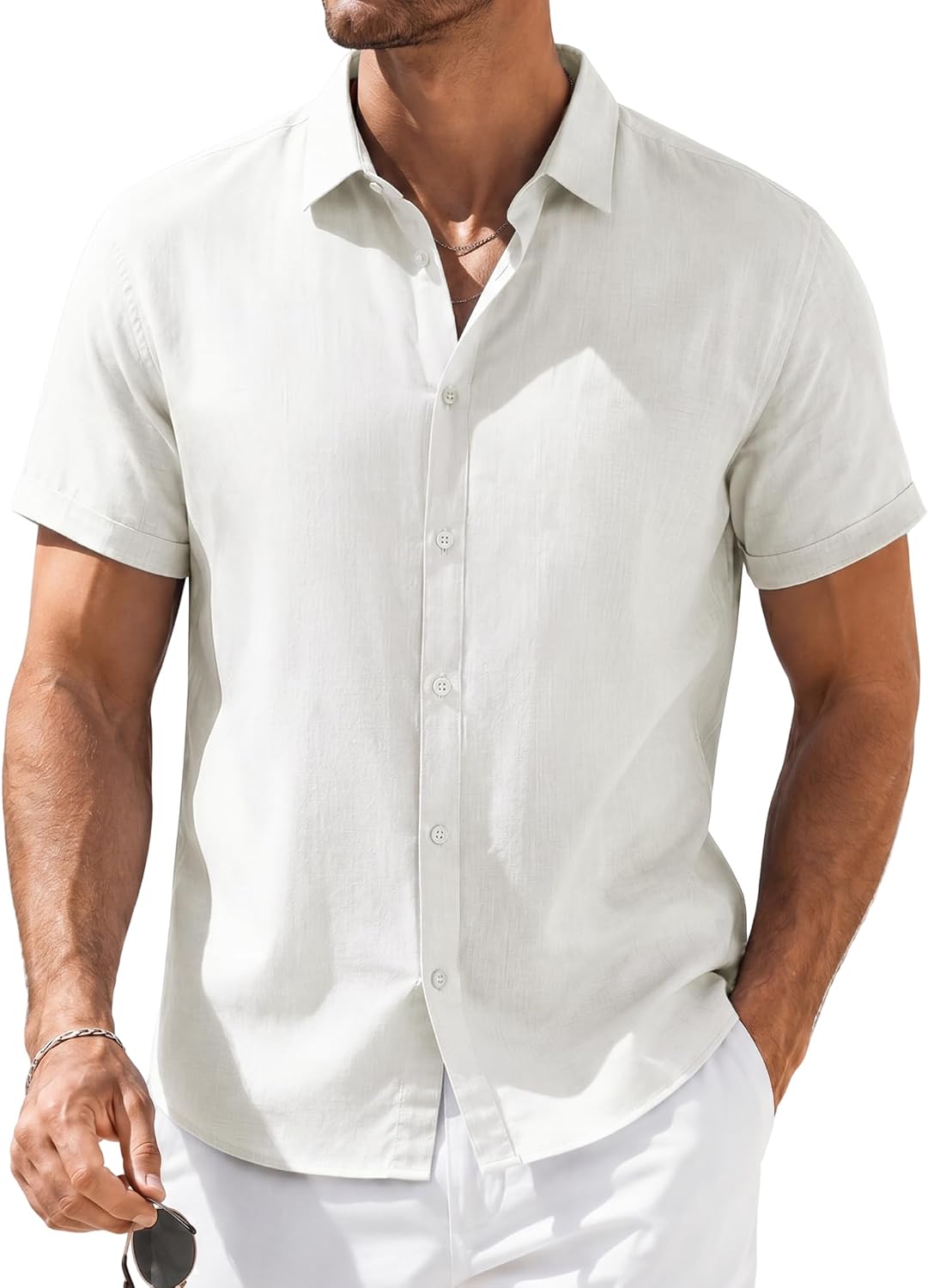 Yufawow Men Button Down Shirt Short Sleeve Hawaiian Collared Dress Summer Beach Cruise