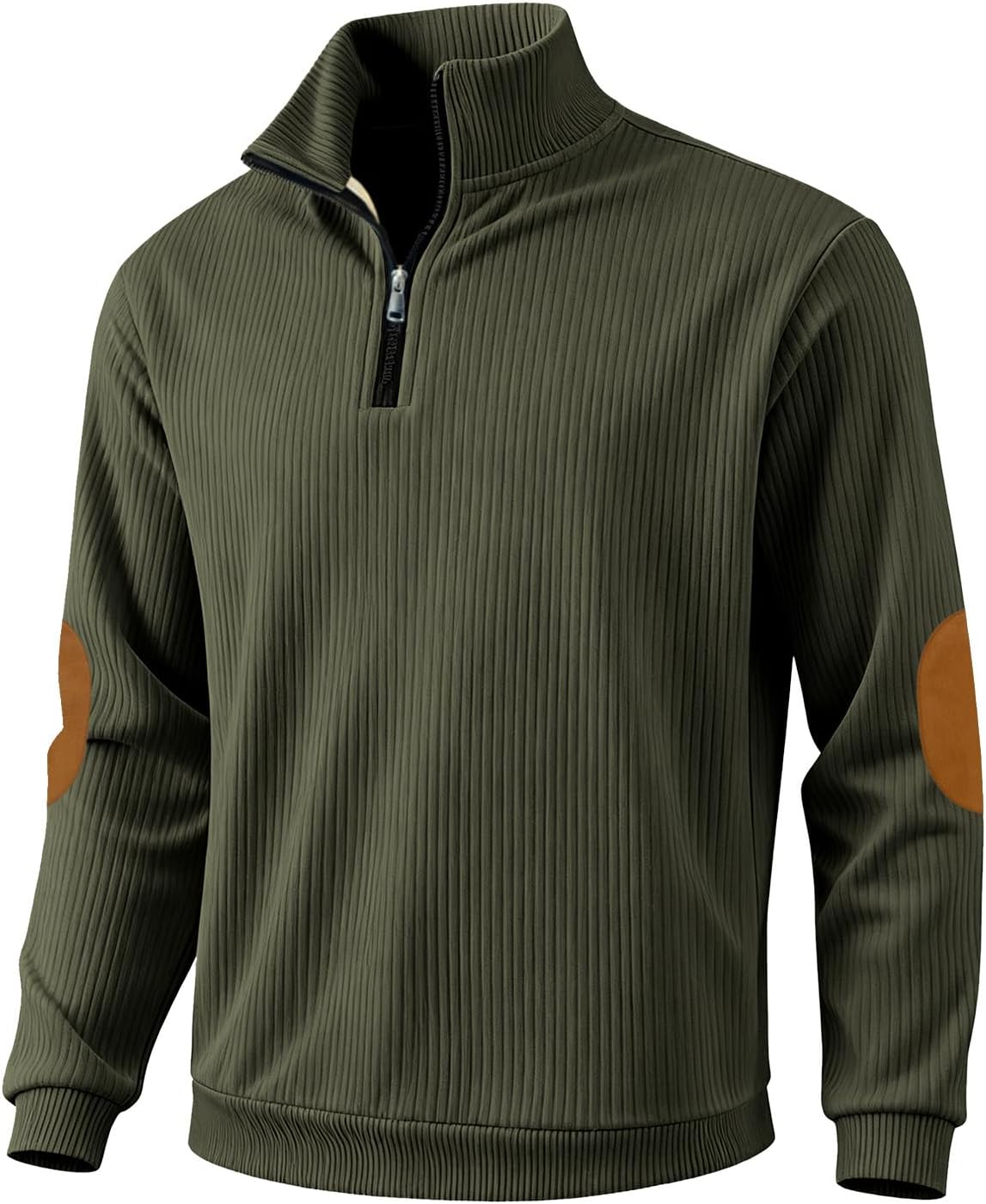 Men's Corduroy Quarter Zip Pullover - Slim Fit Long Sleeve Lightweight Sweatshirt for Spring