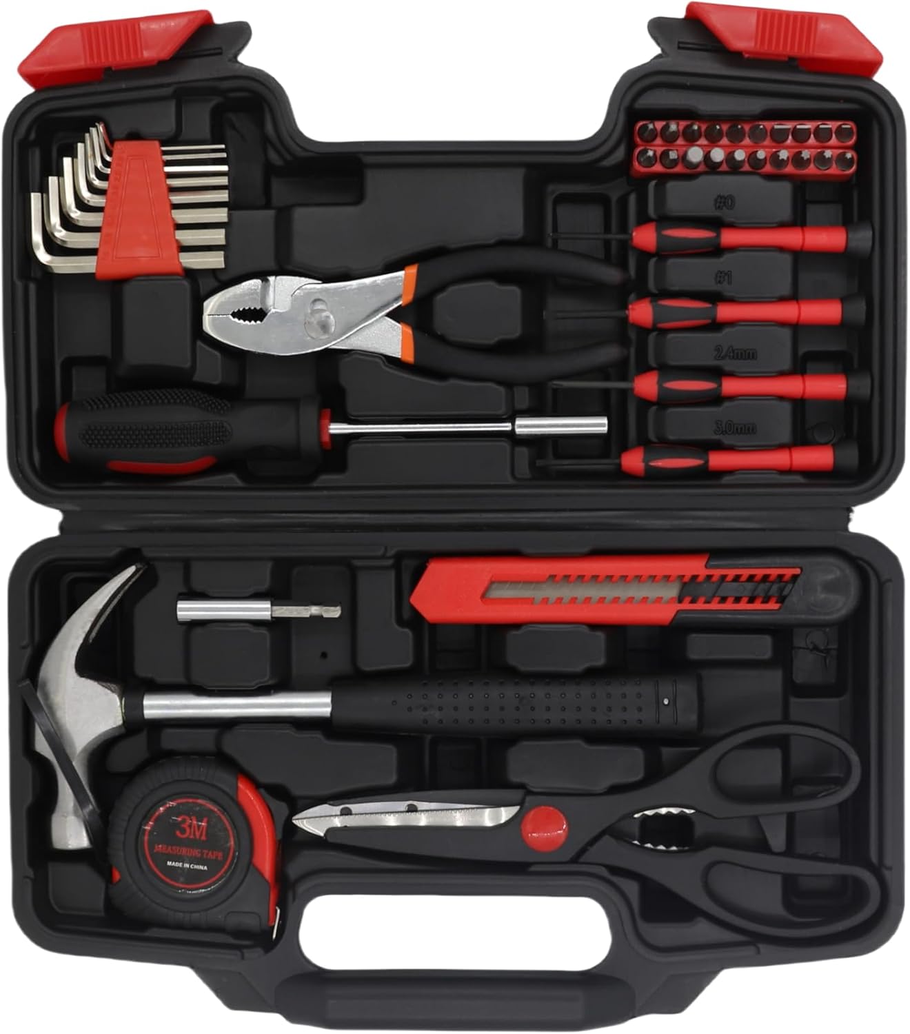 39-Piece Home Tool Kit, Basic Household Tool Set with Portable Storage Box, All-in-One Repair Tools for Apartment, Home, Dorm, DIY, Housewarming Gift