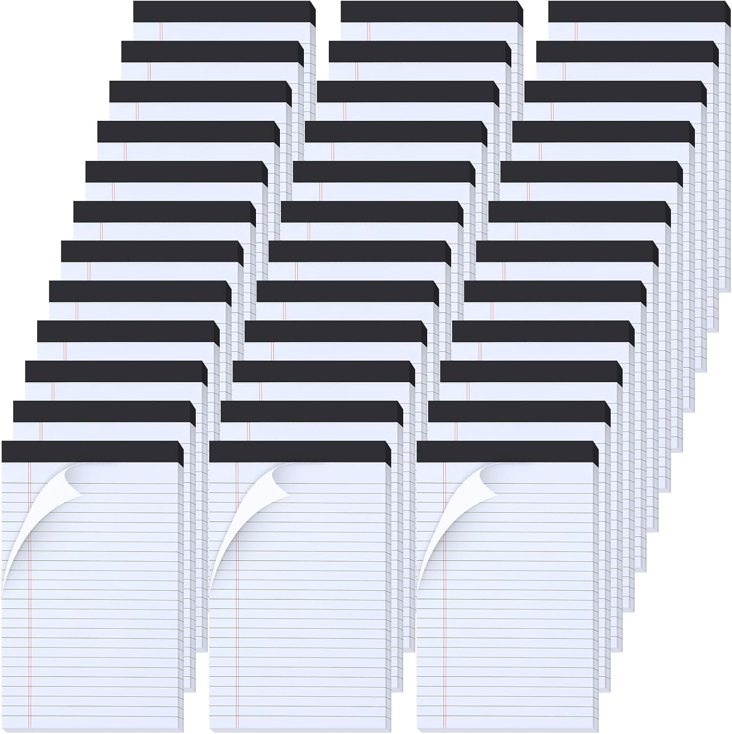 Ctosree 5x8 Legal Pads 36 Pcs Notebook Small Note Pads 65 GSM Paper College Ruled Legal Pad with Perforated Top 30 Sheets Per Writing Pad Mini Notepads Office Notepads Bulk for Office Supplies(Black)