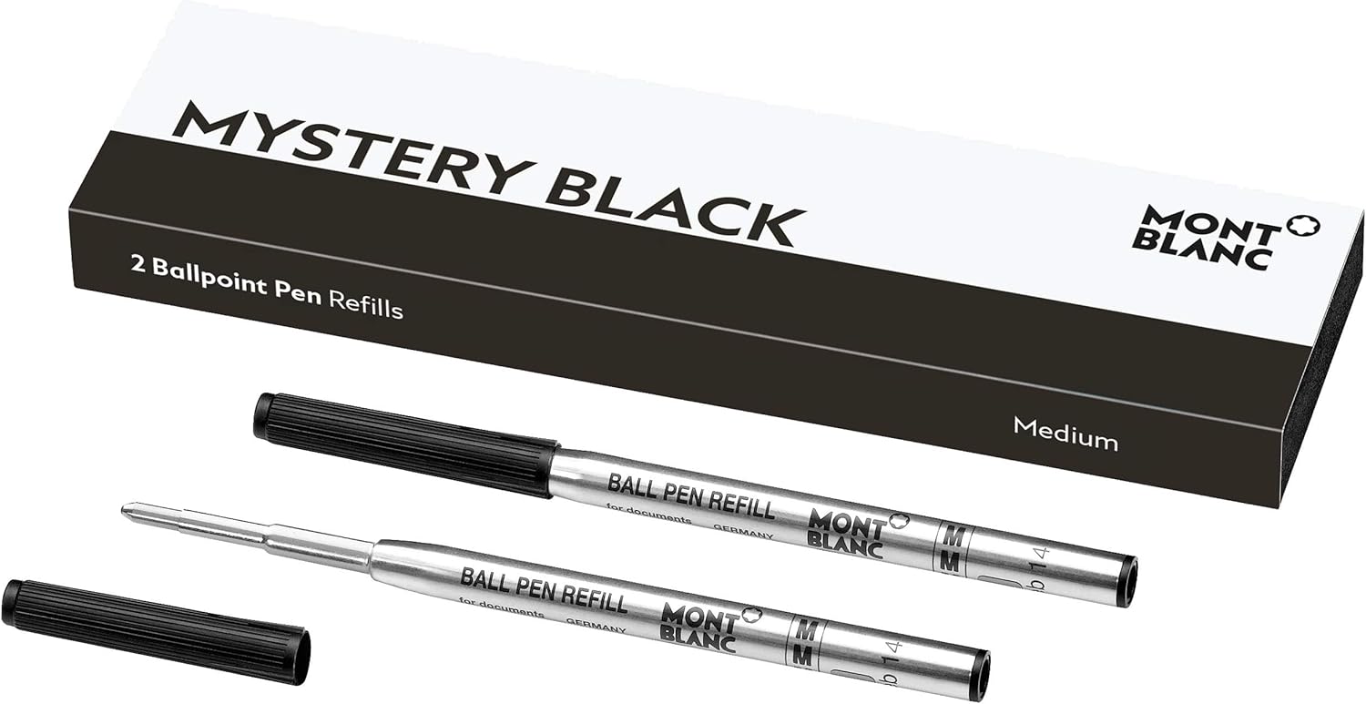 MONTBLANC Ballpoint Pen Refills (M) Mystery Black 116190 – Refill Cartridges with a Medium Tip for MONTBLANC Ball Pens – 2 x Black Ballpoint Refills
