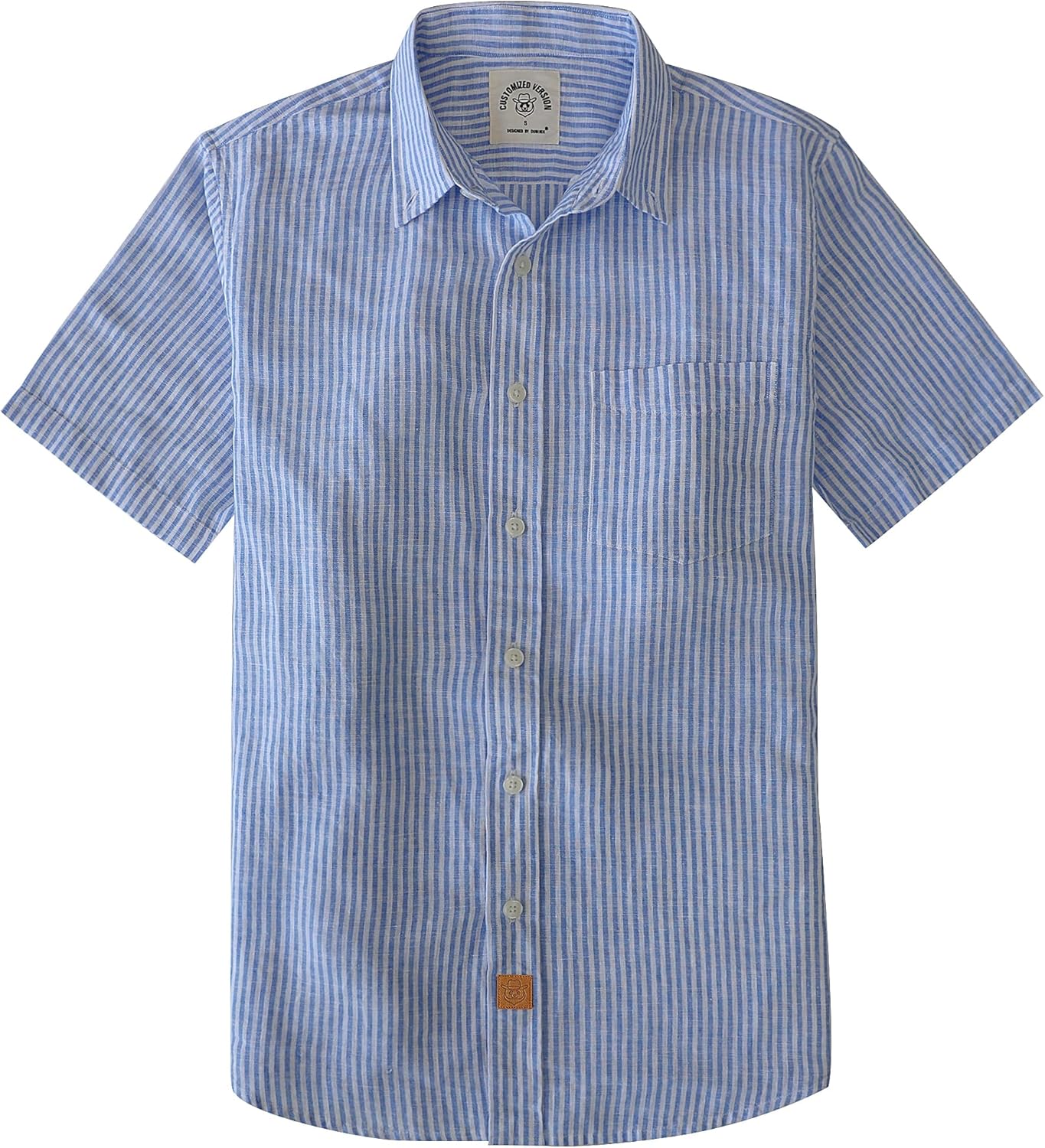Dubinik® Mens Short Sleeve Button Down Shirts Soft Breathable Summer Vintage Regular Fit Lightweight Men's Casual Shirt