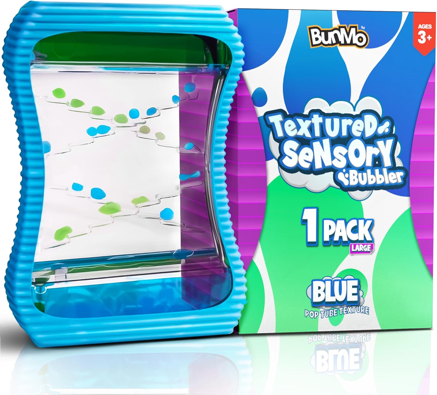 BUNMO Liquid Motion Bubbler Large Sensory Toy for Kids & Adults – Gentle Fidget Toy for Mindfulness – Stimulating Visual Sensory Experience – Colorful Bubble Fidget Timer for Desk & Travel - Blue