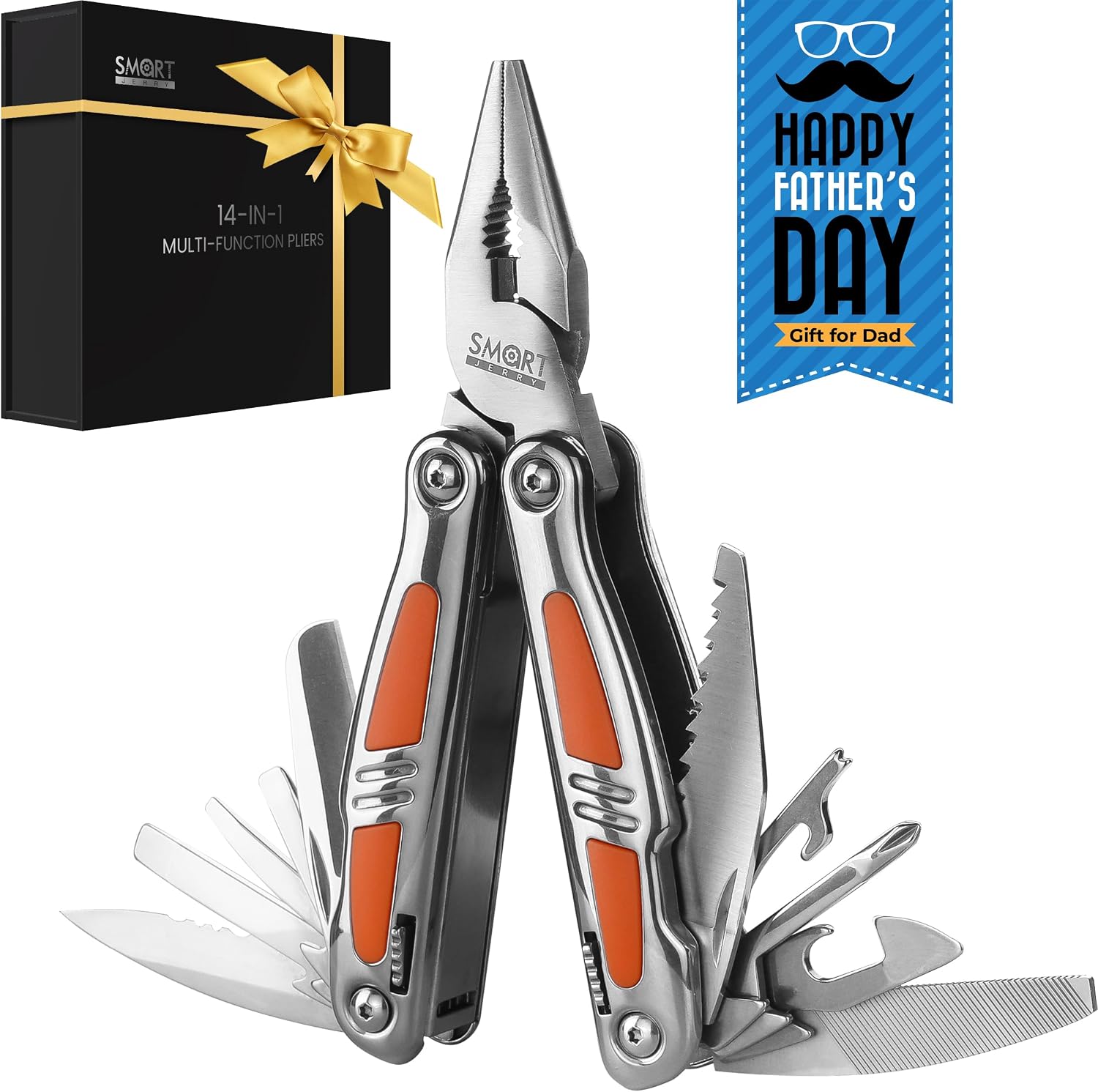 14-in-1 Multitool Pliers, Premium Gift Box Packaging, Ideal Gift for Dad | Small Pocket Knife Multitool, Mini Utility knife, Folding Pliers with Sheath, EDC Multitool Knife, Self-Locking Design