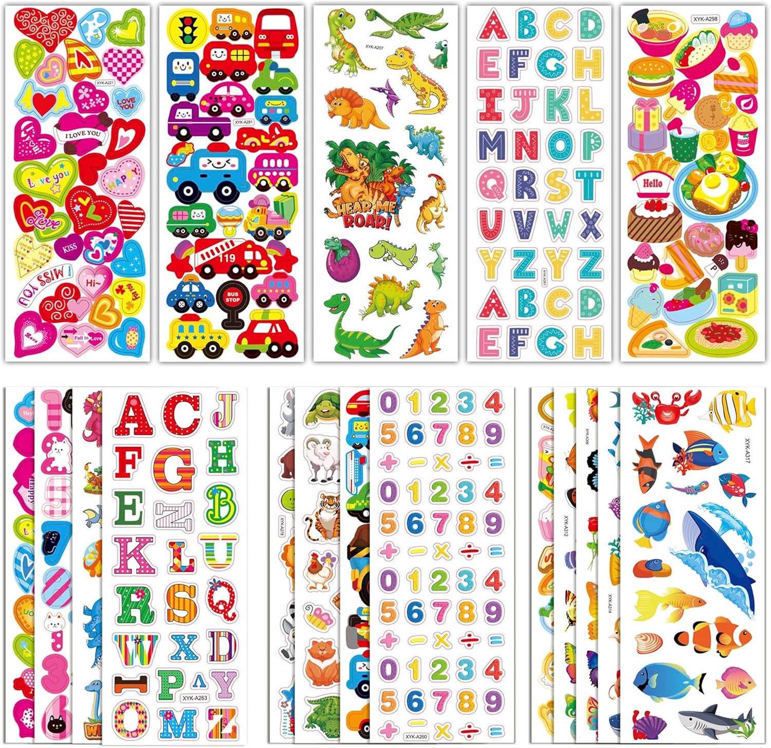 500+ Puffy Stickers,3D Stickers for Kids Toddlers - Cute Stickers Pack,Christmas Crafts Games for Kids,2-4 Year Old Boy Girl Birthday Gift - Christmas Gift for Grandkids,Stocking Stuffers for Kids