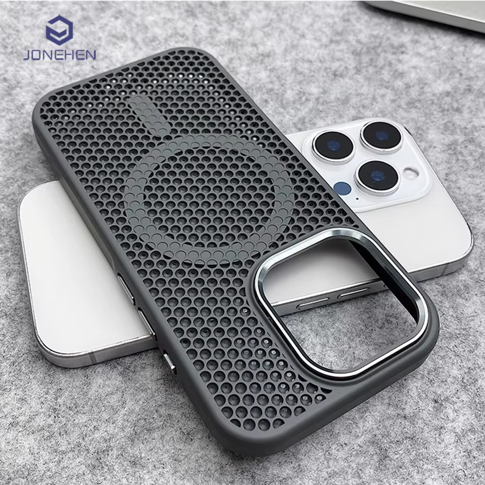 Heat Dissipation Mesh For Magsafe Magnetic Wireless Charge Case For iPhone 16 15 14 Plus 13 12 17 Pro Max Breathable Armor Cover
