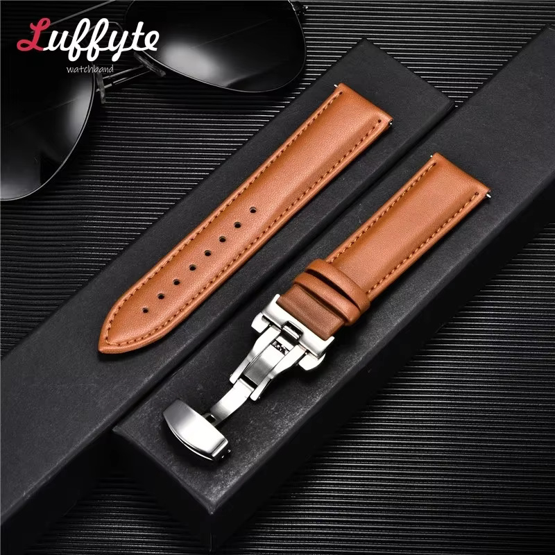 Leather Watchband 18mm 20mm 22mm 24mm Men Women Leather Watch Band with Automatic Butterfly Clasp Watch Strap - AliExpress 1511