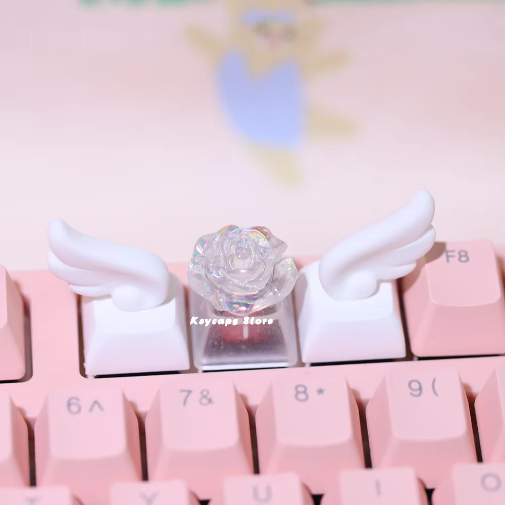 Winged Keycaps For Mechanical Keyboard Keycaps Individualized three-dimensional Artisan Cartoon white Kawaii Keycap - AliExpress 7