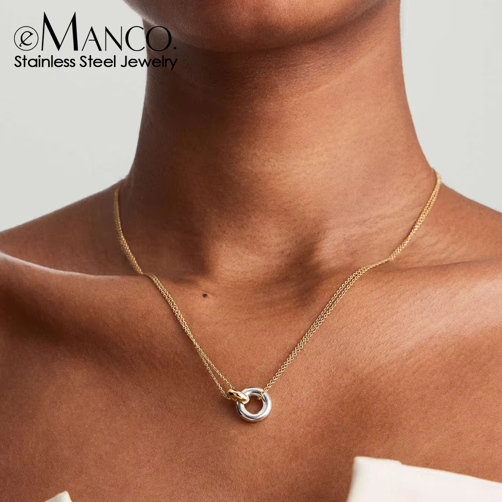 EManco Stainless Steel Two-Color Pendant Necklaces for Women Chokers Trend Fashion Festival Party Gift Jewelry - AliExpress 36