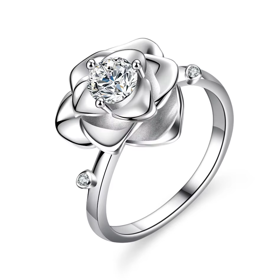Six-Prong Petal Ring Women's 0.5ct Moissanite PT950 Platinum - 0.5ct petal shape, PT950 platinum, perfect confession keepsake
