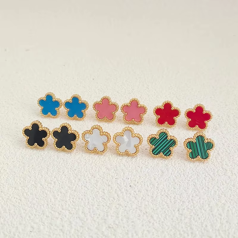 High Quality Stainless Steel Five-Leaf Flower Plant Earrings Classic Luxury For Woman Party Wedding Jewelry Hot Sale Clover - AliExpress 36